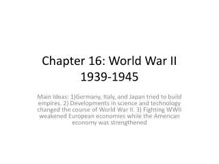 Chapter 16: World War II 1939-1945