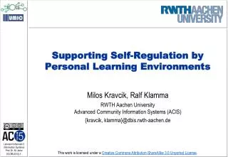 Supporting Self-Regulation by Personal Learning Environments