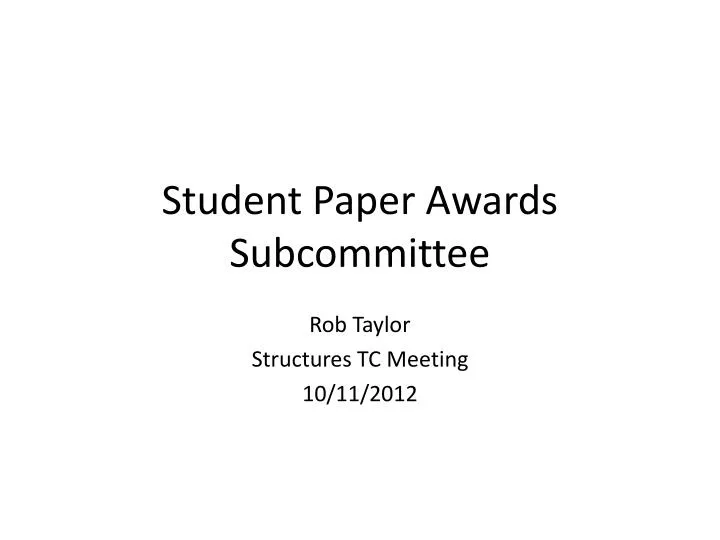 student paper awards subcommittee