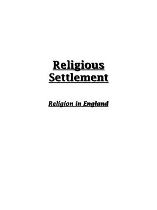 Religious Settlement