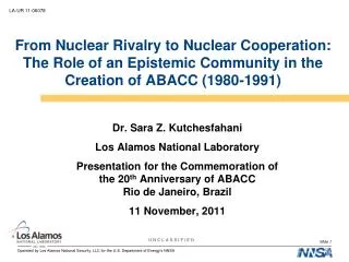 Dr. Sara Z. Kutchesfahani Los Alamos National Laboratory