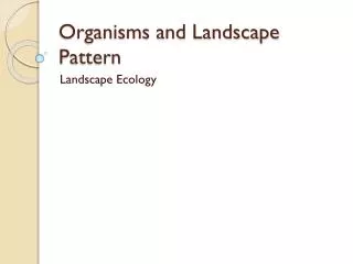 Organisms and Landscape Pattern