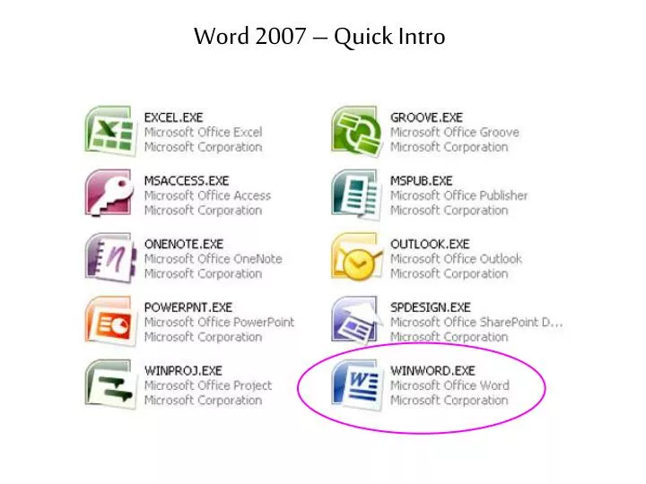 word 2007 quick intro