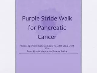 Purple Stride Walk for Pancreatic Cancer