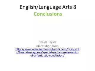 English/Language Arts 8 Conclusions