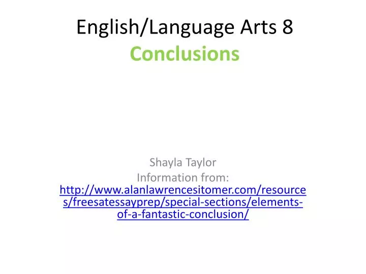 english language arts 8 conclusions