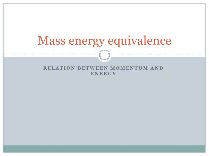 mass energy equivalence