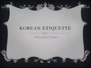 Korean Etiquette