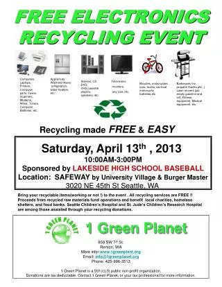 FREE ELECTRONICS RECYCLING EVENT