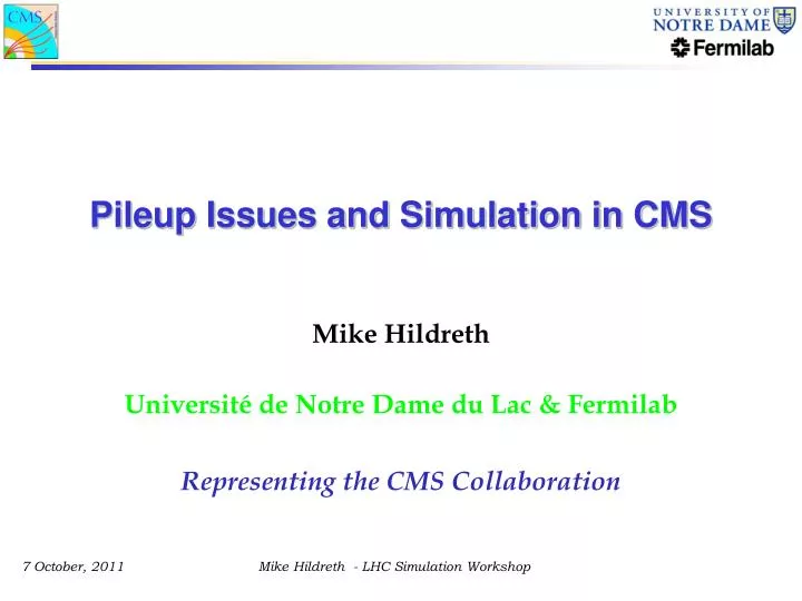 pileup issues and simulation in cms