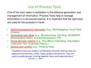 Use of Process Tools