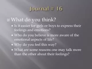 Journal # 16