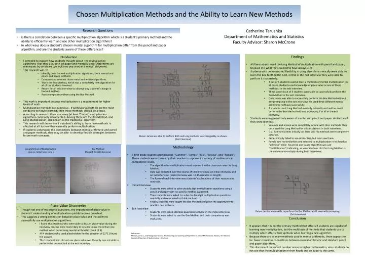 chosen multiplication methods and the ability to learn new methods