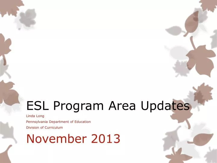 esl program area updates