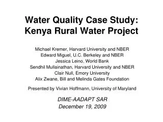 Water Quality Case Study: Kenya Rural Water Project