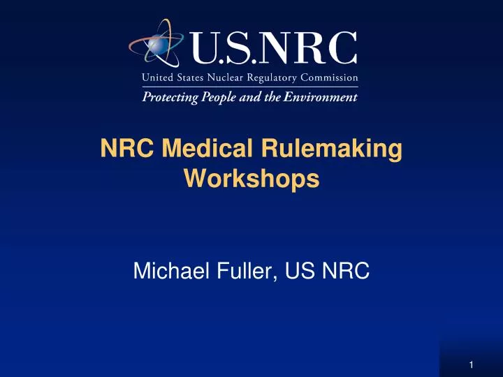 nrc medical rulemaking workshops