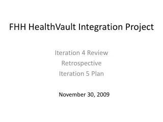 FHH HealthVault Integration Project