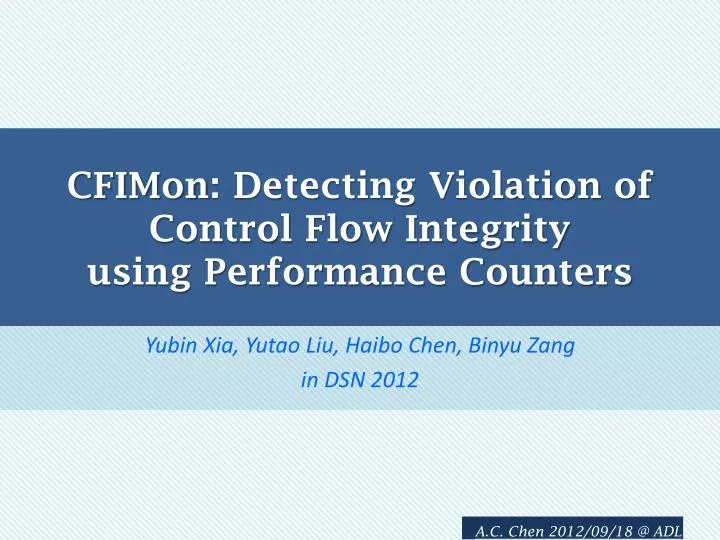 cfimon detecting violation of control flow integrity using performance counters