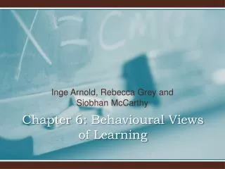 Chapter 6: Behavioural Views of Learning