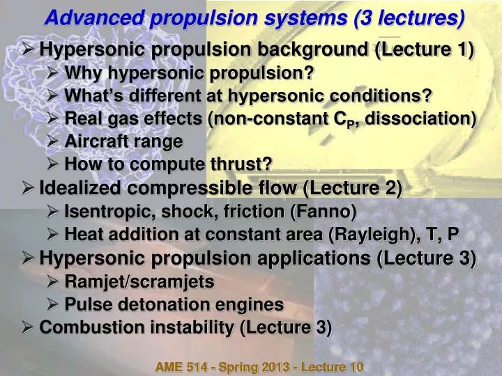 advanced propulsion systems 3 lectures
