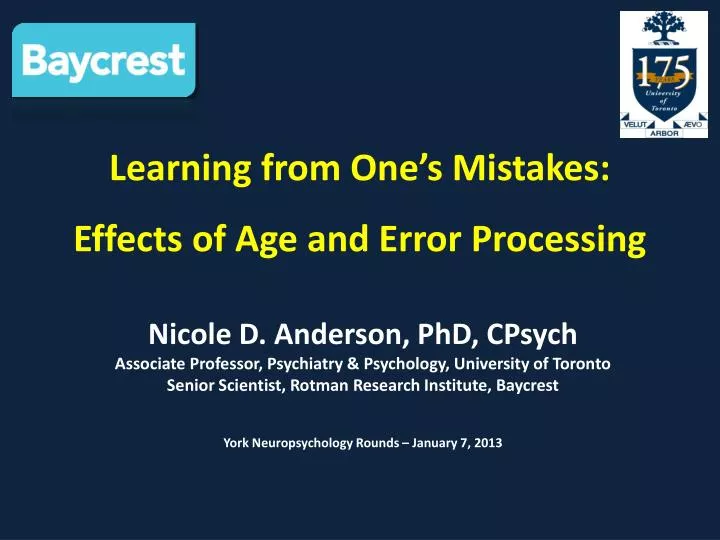 learning from one s mistakes effects of age and error processing