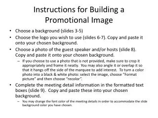 Instructions for Building a Promotional Image