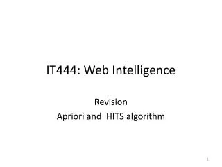 IT444: Web Intelligence
