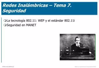 Redes Inalámbricas – Tema 7 . Seguridad