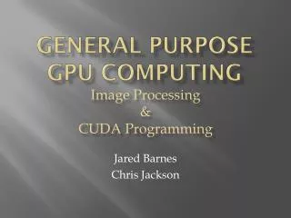 general Purpose GPU computing