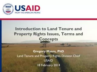 Introduction to Land Tenure and Property Rights Issues, Terms and Concepts