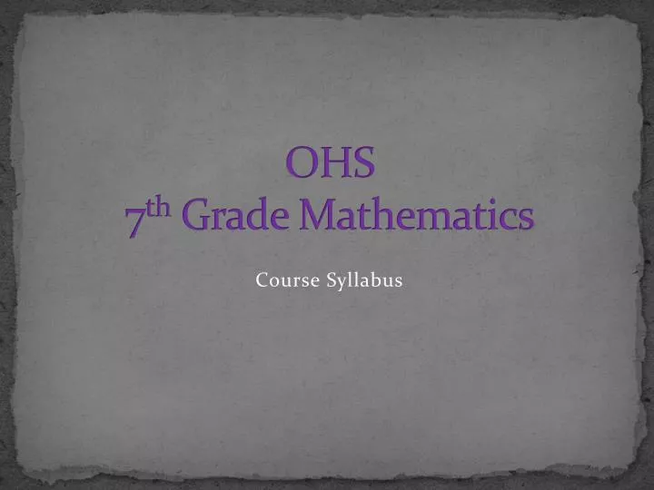 ohs 7 th grade mathematics