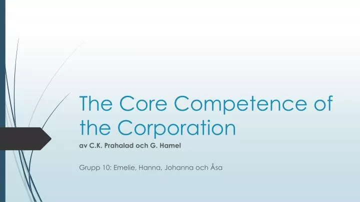 the core competence of the corporation