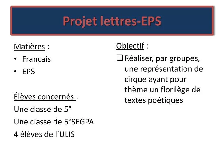 projet lettres eps