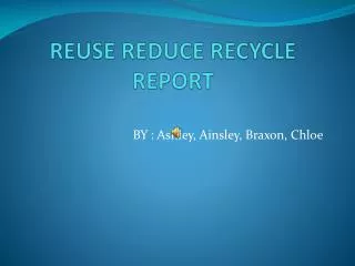 REUSE REDUCE RECYCLE REPORT