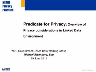 Predicate for Privacy : Overview of Privacy considerations in Linked Data Environment