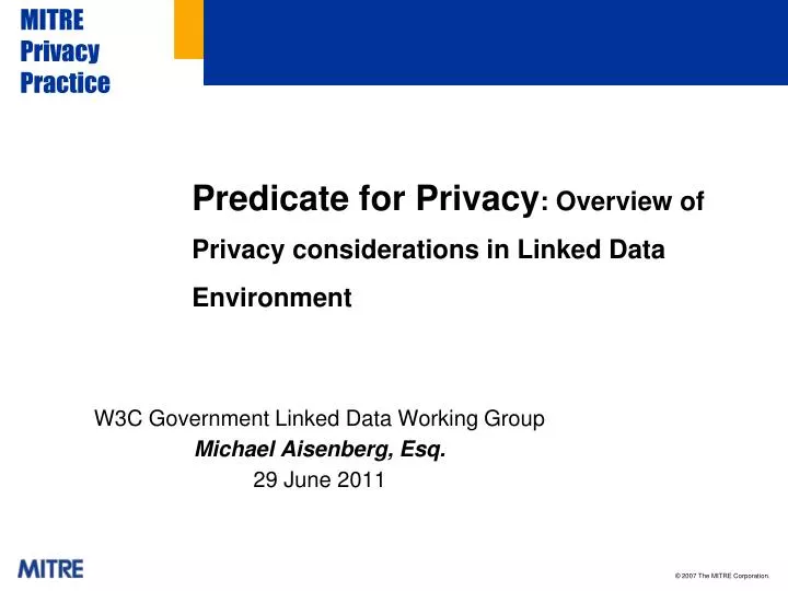 predicate for privacy overview of privacy considerations in linked data environment