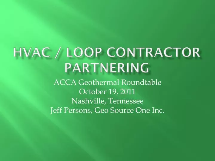 hvac loop contractor partnering