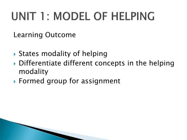 unit 1 model of helping