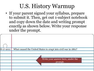 U.S. History Warmup