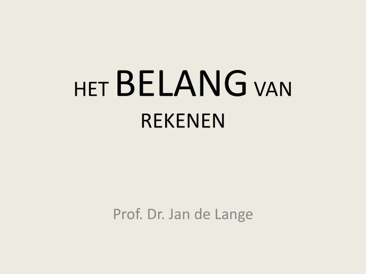 het belang van rekenen