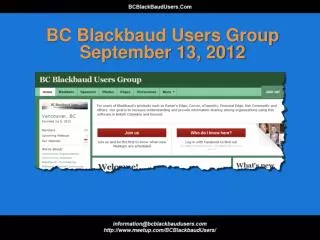 BC Blackbaud Users Group September 13, 2012