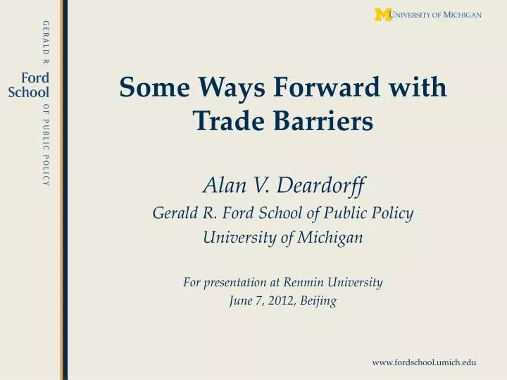 some ways forward with trade barriers