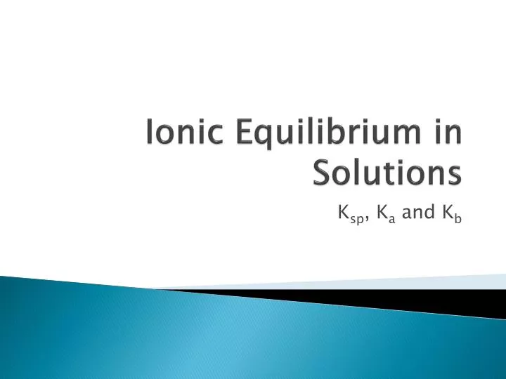 ionic equilibrium in solutions