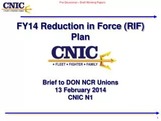 FY14 Reduction in Force (RIF) Plan