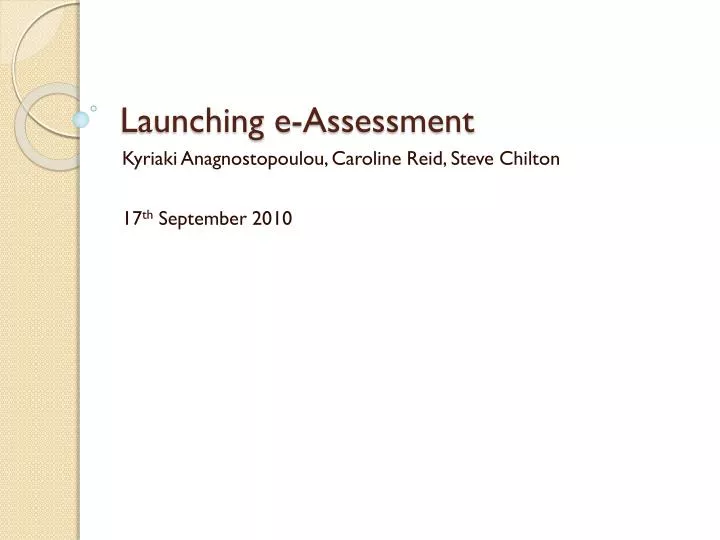 launching e assessment
