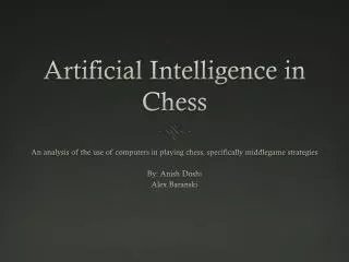 Artificial Intelligence in Chess