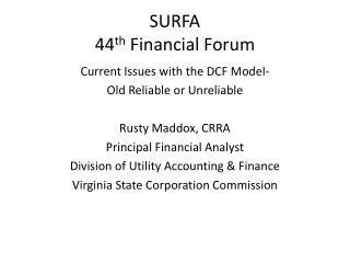 SURFA 44 th Financial Forum