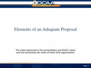 Elements of an Adequate Proposal