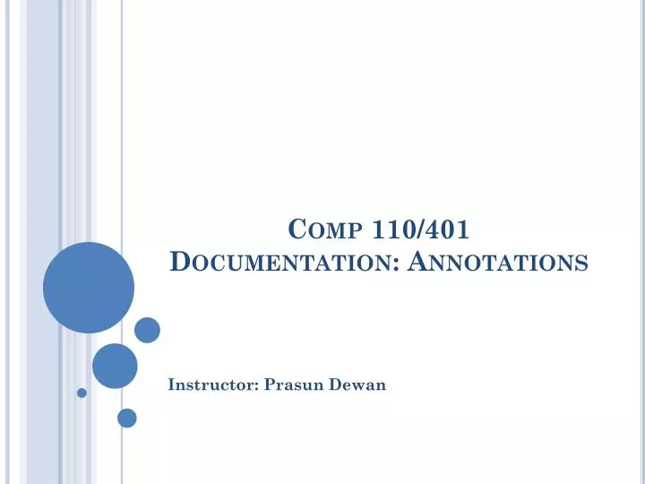 comp 110 401 documentation annotations