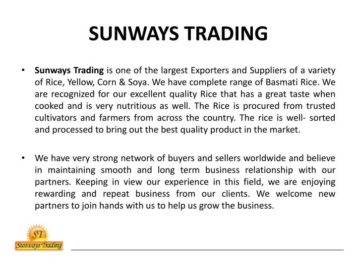 sunways trading